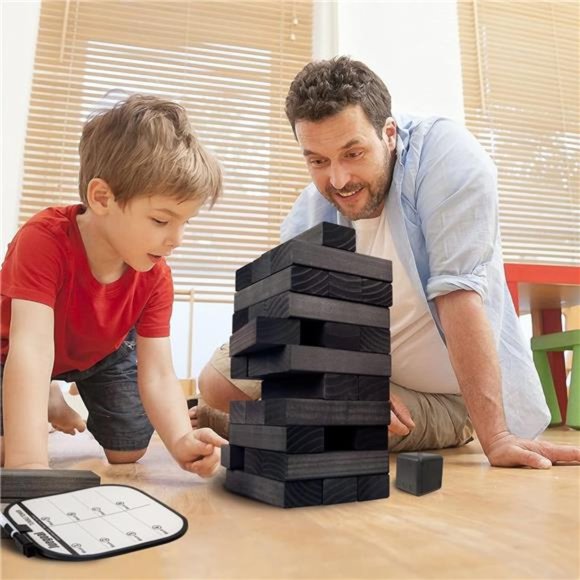 54Pieces Giant Tumble Tower Blocks Game Giant Wood Stacking Game with 1 Dice Set - Picture 7 of 7